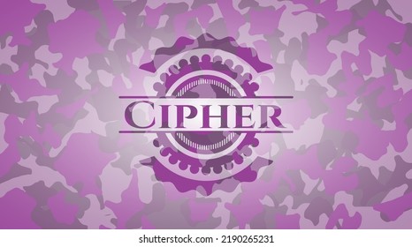 Cipher pink camouflage emblem. Vector Illustration. Detailed. 
