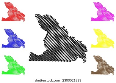 Cipo municipality (Bahia state, Municipalities of Brazil, Federative Republic of Brazil) map vector illustration, scribble sketch Cipó map