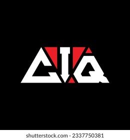 CIQ triangle letter logo design with triangle shape. CIQ triangle logo design monogram. CIQ triangle vector logo template with red color. CIQ triangular logo Simple, Elegant, and Luxurious design.