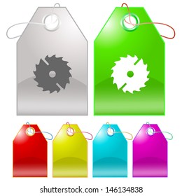 Circ saw. Vector tags.