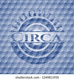 Circa blue polygonal badge.