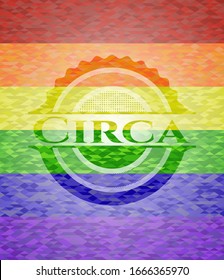 Emblema de los colores del lgbt circa. Ilustración vectorial. Mosaico.