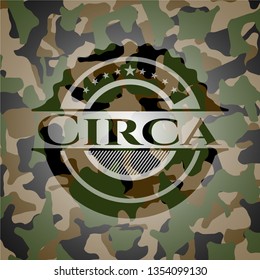 Circa written on a camo texture
