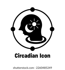 Circadian icon isolated on black. Circadian symbol suitable for graphic designers and websites on a white background. Icon vector