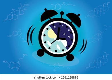 The circadian rhythms are controlled by circadian clocks or biological clock these clocks tell our brain when to sleep and control our activity in several day. Alarm clock on background