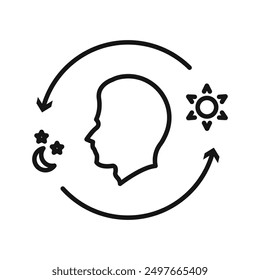 Circadian rhythms icon Black line art vector