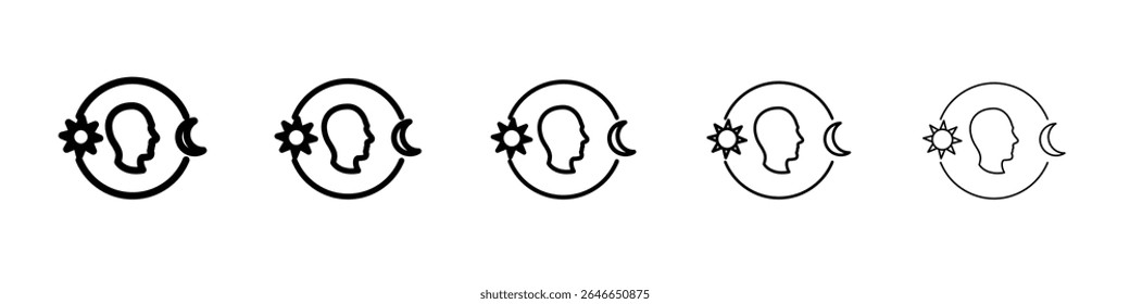 Ícone de ritmos circadianos plano simples esboço logotipo