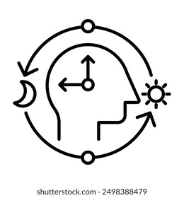 Circadian rhythms icon linear logo mark in black and white