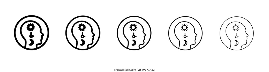 Ícone de ritmos circadianos delineamento fino logo mark set