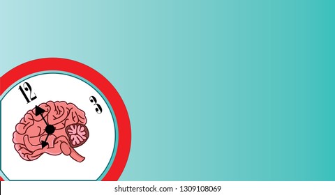 The circadian rhythms vector creative illustration. circadian clocks or biological clock these clocks control our brain when to sleep, tell our gut when to digest and.Brain vector.Brain clock  