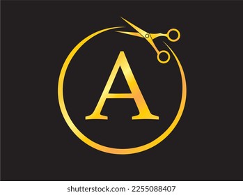 CircCircular symbol with the letter A for male or female beauty salon logo with mirror effect.