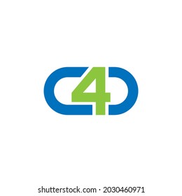 círculo cuatro y letra c con cuatro logotipo