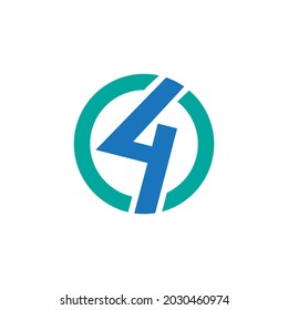 círculo cuatro y letra c con cuatro logotipo
