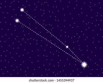 Circinus constellation. Starry night sky. Zodiac sign. Cluster of stars and galaxies. Deep space. Vector illustration