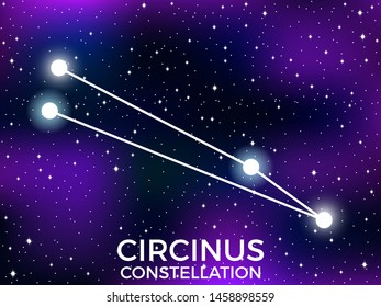 Circinus constellation. Starry night sky. Zodiac sign. Cluster of stars and galaxies. Deep space. Vector illustration