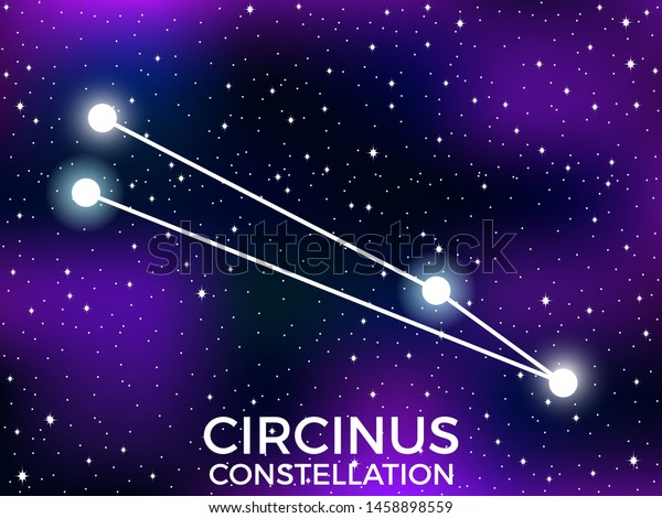 Circinus\
constellation. Starry night sky. Zodiac sign. Cluster of stars and\
galaxies. Deep space. Vector\
illustration