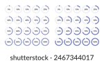 Circle 100 percent diagram structure. Progress loading template. Circular blue color progress bar. Violet round pie chart. Schemes with sectors. Piechart with segments. Vector illustration
