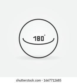 Circle with 180 degrees vector concept icon or symbol in thin line style