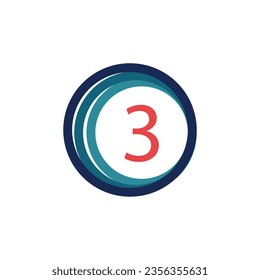 Diseño de logotipo en círculo y 3 números