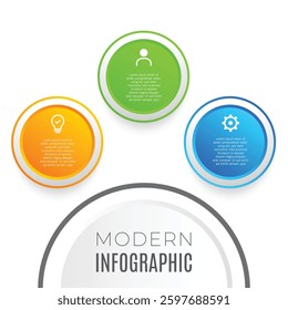 Circle 3 step business data growth infographic modern editable template design