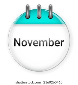 circle 3d calendar november. doodle icon drawing. vector illustration draw