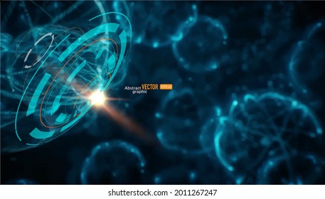 Circle 3D effect radar planet graphic design elements. Abstract vector high tech business background.