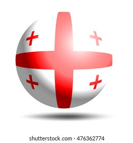 circle 3d flag render of Georgia isolated on white.