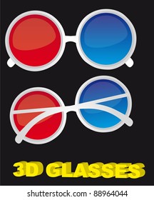 circle  3d glasses vector over black background. vector
