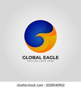 circle 3d isometric eagle vector logo design
