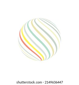 circle 3d sphere with colorful wavy lines , vector illustration