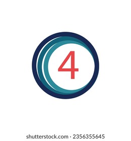 Diseño de logotipo en círculo y 4 números