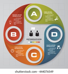 circle 4 steps chart layout for sample text&data. Design clean template/graphic or website layout.