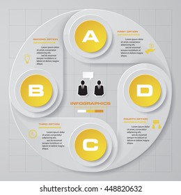 circle 4 steps chart layout for sample text&data. Design clean template/graphic or website layout.
