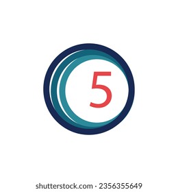 Diseño de logotipo de círculo y 5 números
