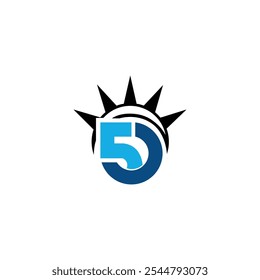 Circle 5 star vector logo template design

