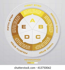 circle 5 steps infographis elements.Vector illustration.