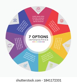 Circle 7 Options infographic. This infographics is very ideal for any business presentations