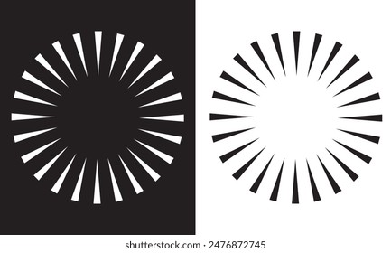 Circle abstract art, circular shape for decoration, circular radial lines element, concentric lines. isolated on white and black background. EPS 10