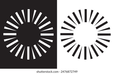 Circle abstract art, circular shape for decoration, circular radial lines element, concentric lines. isolated on white and black background. EPS 10