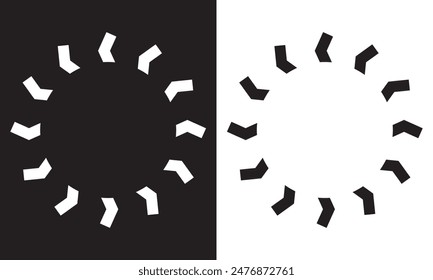 Arte abstracto del círculo, forma circular para la decoración, elemento de líneas radiales circulares, líneas concéntricas. aislado sobre fondo blanco y negro. EPS 10
