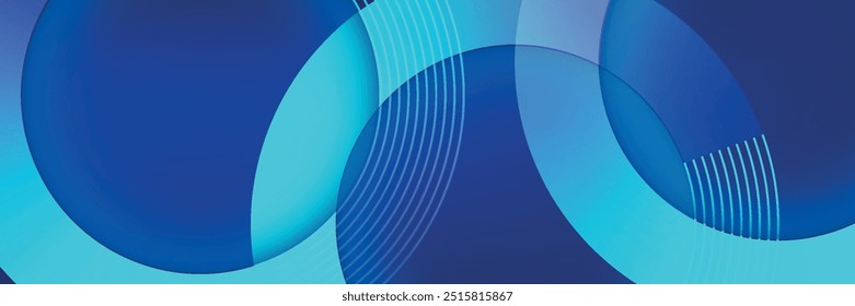 Circle abstract background. Blue gradient circular shape elements. Minimalist geometric pattern. Modern design.