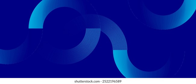 Circle abstract background. Blue gradient circular shape elements. Minimalist geometric pattern. Modern design