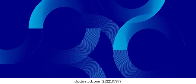 Circle abstract background. Blue gradient circular shape elements. Minimalist geometric pattern. Modern design