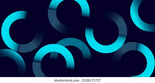 Circle abstract background. Blue gradient circular shape elements. Minimalist geometric pattern. Modern design.