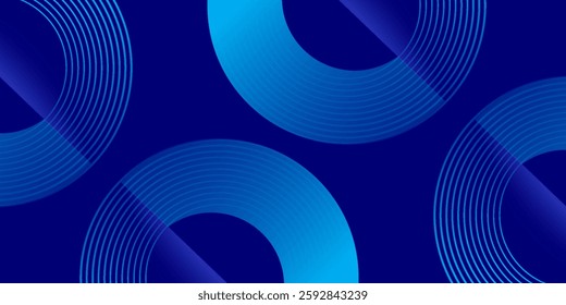 Circle abstract background. Blue gradient circular shape elements. Minimalist geometric pattern. Modern design. vector