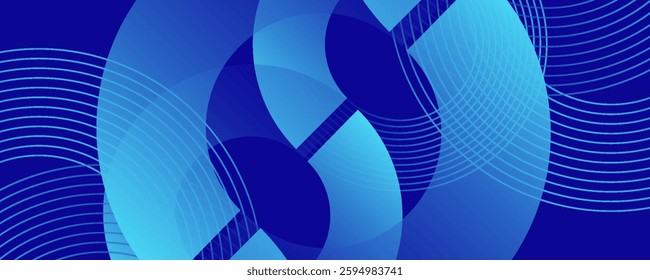 Circle abstract background. Blue gradient circular shape elements. Minimalist geometric pattern. Modern design. Suit for presentation, brochure, cover, wallpaper, website, business, backdrop