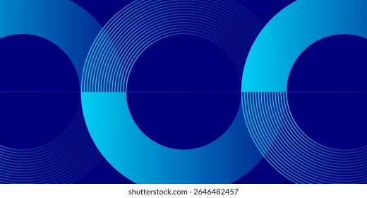 Circle abstract background. Blue gradient circular shape elements. Minimalist geometric pattern. Modern design. Suit for presentation, brochure, cover, wallpaper, website, business, backdrop