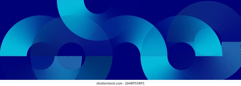 Circle abstract background. Blue gradient circular shape elements. Minimalist geometric pattern. Modern design. Suit for presentation, brochure, cover, wallpaper, website, business, backdrop