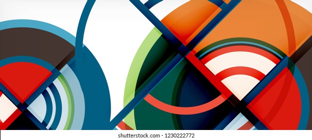 Circle abstract background, bright colorful round geometric shapes, vector illustration