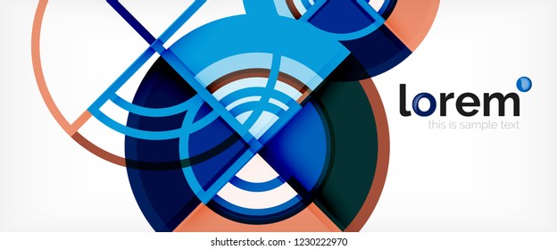 Circle abstract background, bright colorful round geometric shapes, vector illustration